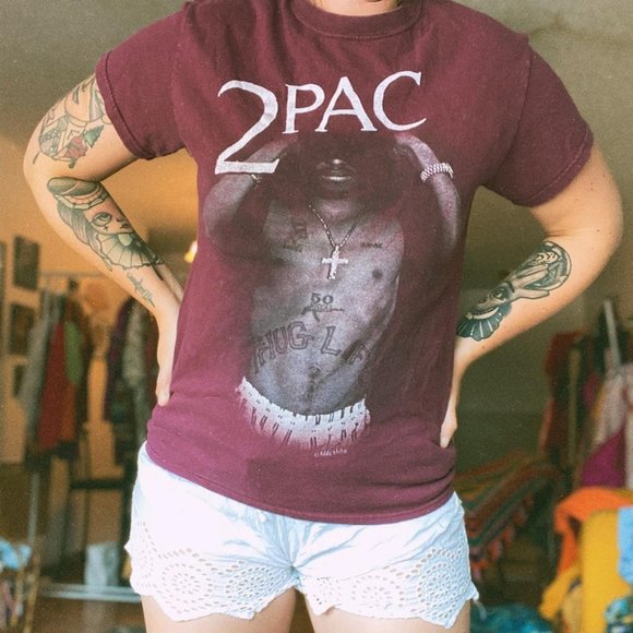 2pac multi Tupac Shakur Graphic T-shirt Size Small - Picture 4 of 4